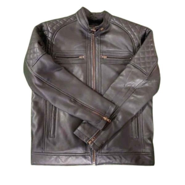 Authentic Black Real Leather Motorbike Jacket Full Sleeve Plain Style Manufacturers, Suppliers in Sialkot