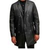 Black Leather Long Coat for Men Slim Fit Full Sleeve Formal Wear All Sizes Manufacturers, Suppliers in Sialkot