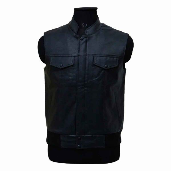 Black Leather Vest Sleeveless Trendy and Made for Comfort Manufacturers, Suppliers in Sialkot