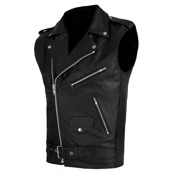 Black Leather Vest with Zippers Available in All Sizes Stylish and Durable Manufacturers, Suppliers in Sialkot