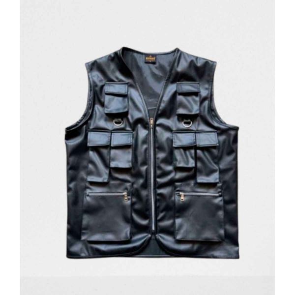 Black Sleeveless Leather Vest Sleek Design Skin Friendly Fabric Ideal for Casual or Semi Formal Wear Manufacturers, Suppliers in Sialkot
