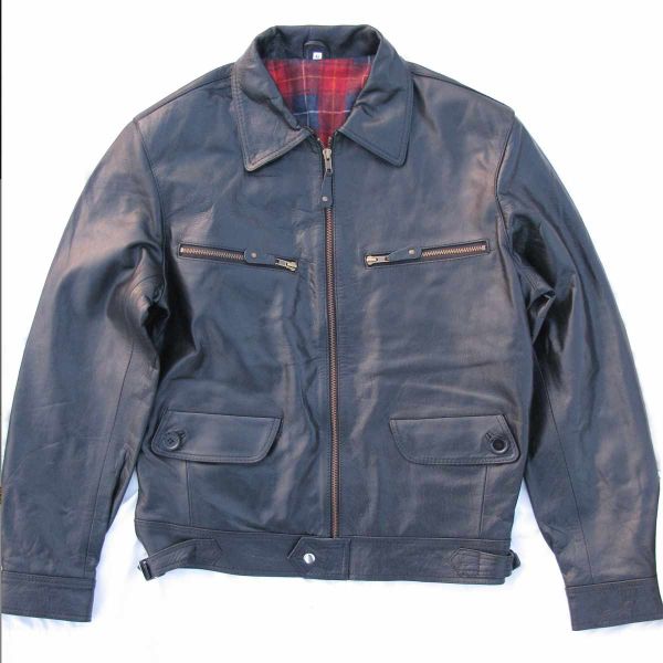 Blue Full Sleeve Leather Jacket Pure Leather Plain Pattern Perfect for Party Wear Manufacturers, Suppliers in Sialkot