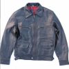 Blue Full Sleeve Leather Jacket Pure Leather Plain Pattern Perfect for Party Wear Manufacturers, Suppliers in Sialkot