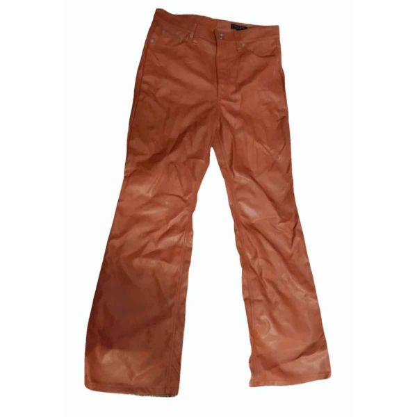 Brown Faux Leather Trousers for Women Regular Fit Plain Pattern Manufacturers, Suppliers in Sialkot