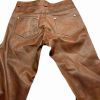 Brown Leather Slim Fit Pants for Men Plain Pattern Medium Rise Manufacturers, Suppliers in Sialkot