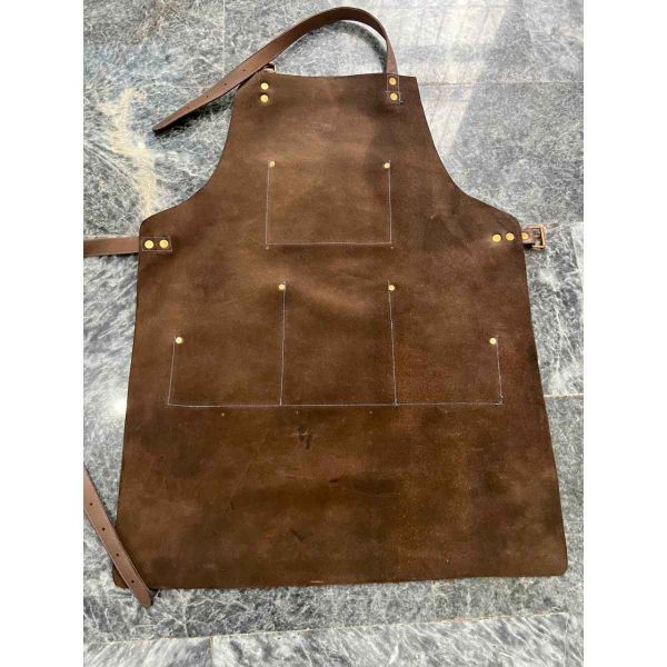 Brown Leather Utility Apron Free Size Fit with Plain Look Durable Material and Easy Handwash Care Manufacturers, Suppliers in Sialkot