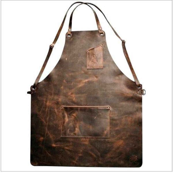 Brown Plain Leather Free Size Durable Build Leather Brown Industrial Lather Apron Manufacturers, Suppliers in Sialkot