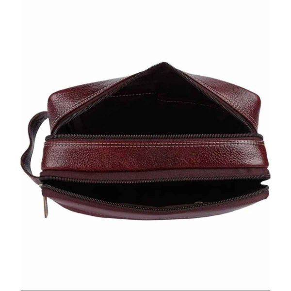 Brown Plain Leather Square Pouch with Zipper Closure for Personal Use Manufacturers, Suppliers in New Zealand