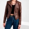 Brown Pure Leather Striped Biker Jacket Full Sleeve Casual Wear Manufacturers, Suppliers in Sialkot