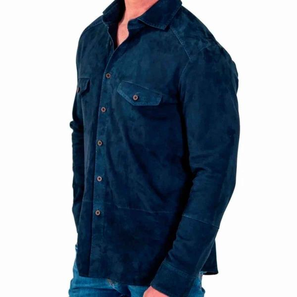 Casual Blue Leather Shirt Full Sleeve Large Size Dry Wash Manufacturers, Suppliers in Sialkot
