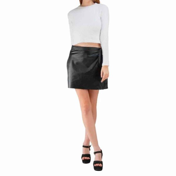 Chic Black Wrap Skirt Plain Design with a Modern Wrap Style Manufacturers, Suppliers in Sialkot