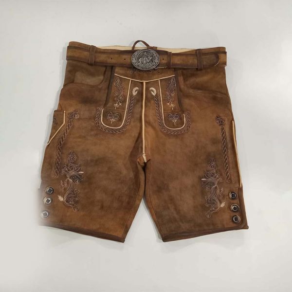 Dark Brown Suede Lederhosen German Bavarian Oktoberfest Leather Short Manufacturers, Suppliers in Bucharest