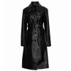 Fashionable Black Leather Slim Fit Overcoat Long Style Durable Leather Material Manufacturers, Suppliers in Sialkot