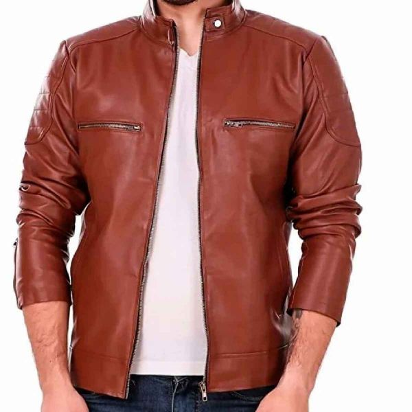 Fashionable Brown Leather Jacket for Men Casual Wear Full Sleeve S - XL Manufacturers, Suppliers in Sialkot