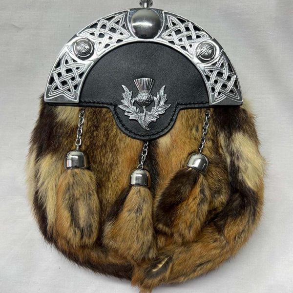 Full Dress Scottish Kilt Sporran with Silver Thistle and Celtic Cantle Manufacturers, Suppliers in David