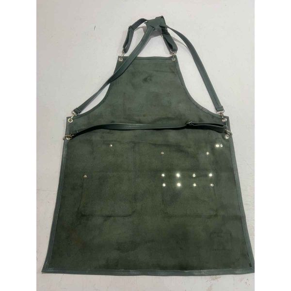Genuine Leather Barber Apron Dark Green with Chest Tool and Curved Pockets Manufacturers, Suppliers in Sialkot