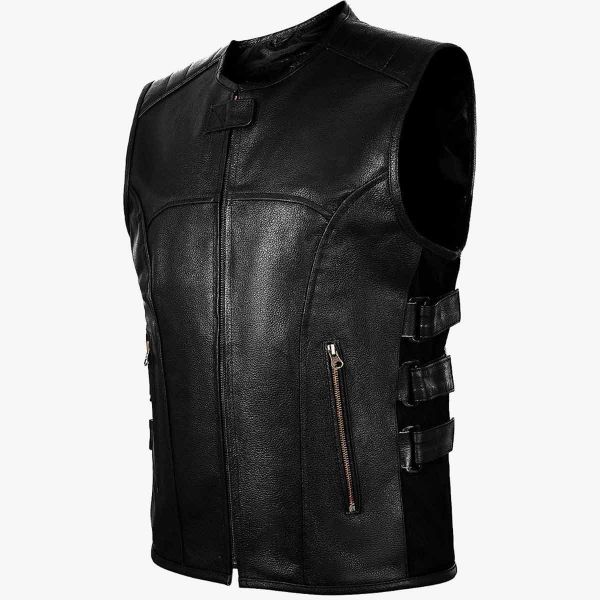 Leather Biker Jacket with Front Zipper Closure and Snap Tab at the Collar Two Zippered Pockets Manufacturers, Suppliers in Sialkot