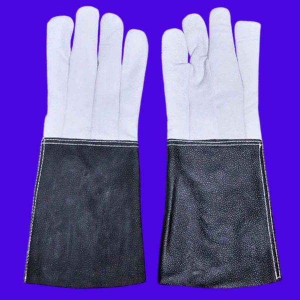 Leather Safety Gloves Lined Unisex Black and White Medium Size Relaxed Fit Manufacturers, Suppliers in Sialkot
