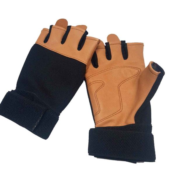 Medium Black and Brown Leather and Fabric Gloves Stylish and Durable Manufacturers, Suppliers in Sialkot
