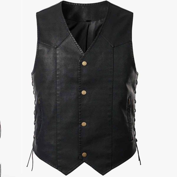 Mens Leather Motorcycle Jacket Black Lace Up Design Two Zippered Pockets Genuine or Synthetic Leather Manufacturers, Suppliers in Sialkot