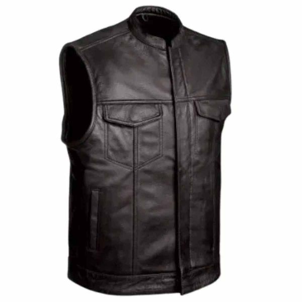 Men’s Black Casual Leather Vest Genuine Fabric Leather Manufacturers, Suppliers in Sialkot