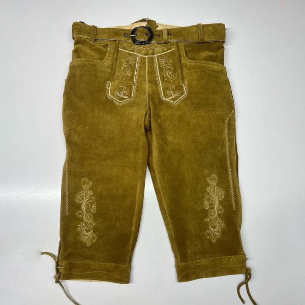 Olive Green Suede Lederhosen German Bavarian Kilt Knee Length Pants Manufacturers, Suppliers in Bucharest