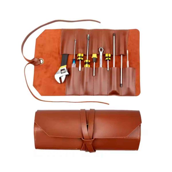 PU Leather Tool Roll Up Pouch with Rope Loop Closure Customizable Logo Manufacturers, Suppliers in Sialkot
