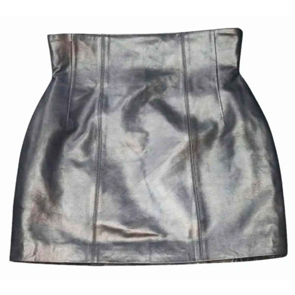 Party Wear Perfect Silver Leather Skirt Short Length Slim Fit Hand Wash Care Manufacturers, Suppliers in Sialkot