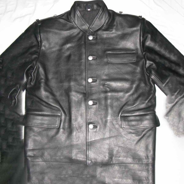 Pure Leather Black Biker Jacket Full Sleeve Round Neck Button Closure for Men Manufacturers, Suppliers in Sialkot