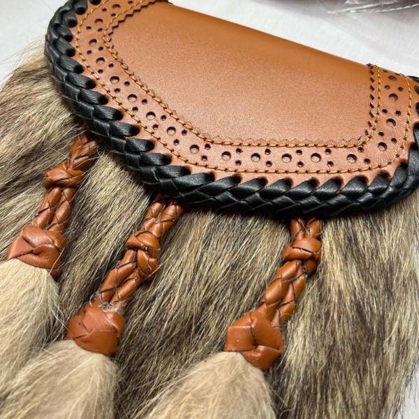 Real Fur Semi Dress Sporran with Braided Leather Tassels Scottish Kilt Pouch Manufacturers, Suppliers in David