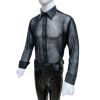 Slim Fit Black Mesh Party Shirt for Men Medium Size Full Sleeves Manufacturers, Suppliers in Sialkot