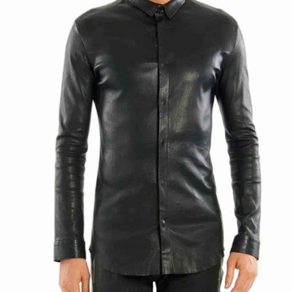 Stylish Black Full Sleeve Leather Mens Shirt Manufacturers, Suppliers in Sialkot