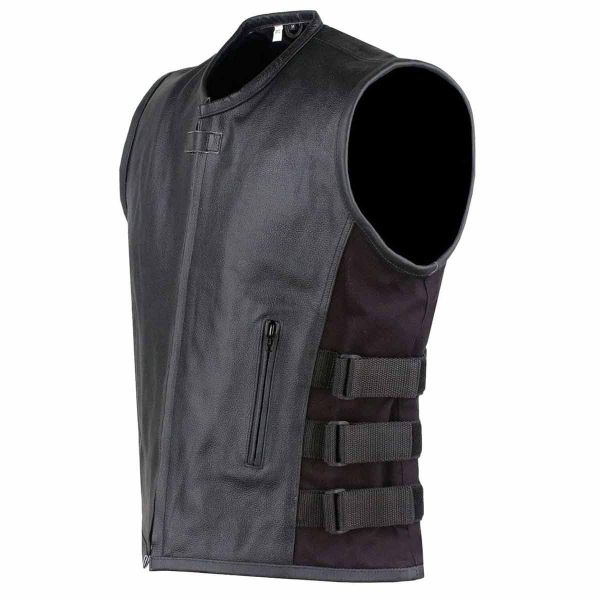 Stylish Black Leather Vest Jacket for Men Zipper Closure Adjustable Straps High Quality Leather Material Manufacturers, Suppliers in Sialkot
