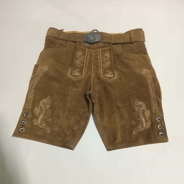 Tan Brown Suede Lederhosen German Bavarian Oktoberfest Leather Short Manufacturers, Suppliers in Bucharest