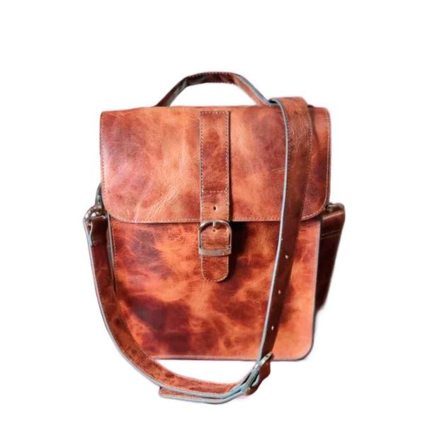 Unisex Leather Saddle Bag in Brown Solid Design Manufacturers, Suppliers in Sialkot