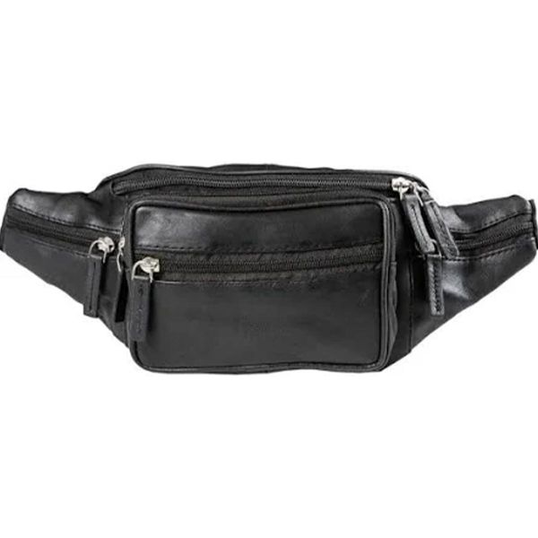 Unisex Plain Black Leather Waist Bag Stylish and Durable Design Manufacturers, Suppliers in New Zealand